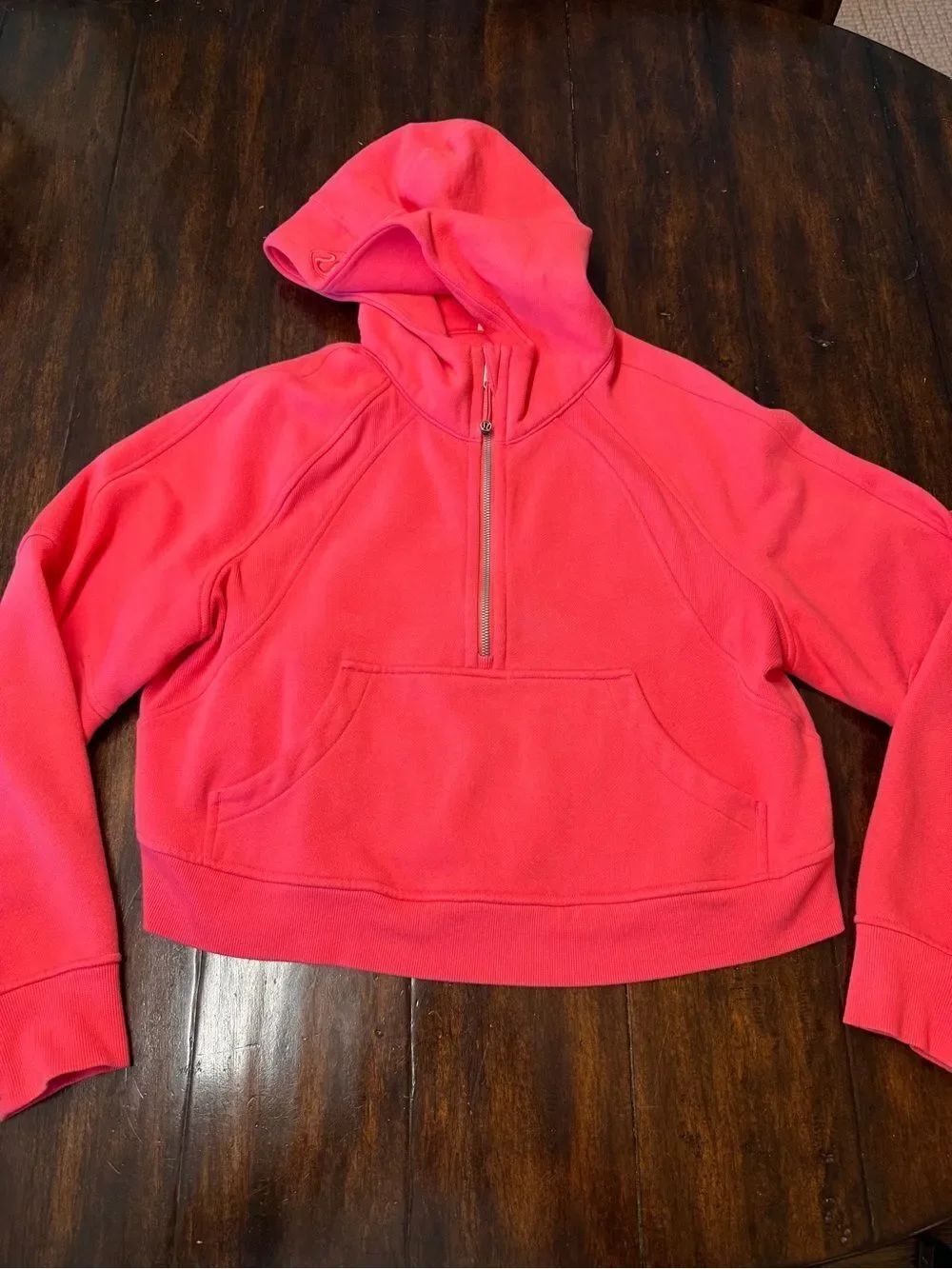 Scuba Cropped Pink Hooded Sweater - Women's Pullover M/L